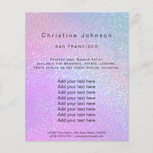 faux paarse glitter schoonheidssalon flyer (Voorkant)