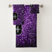 Faux pailleté brillant étincelles Monogram violet (En situation)