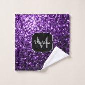 Faux pailleté brillant étincelles Monogram violet (Gant de toilette)