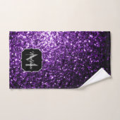 Faux pailleté brillant étincelles Monogram violet (Serviette à main)