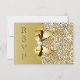 Faux Paillettes et Nœud en Or RSVP