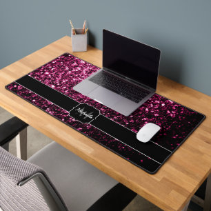 Faux paillettes roses foncés Monogramme
