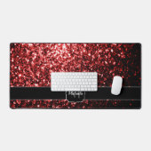 Faux paillettes rouges foncés scintillent Monogram (Clavier et souris)