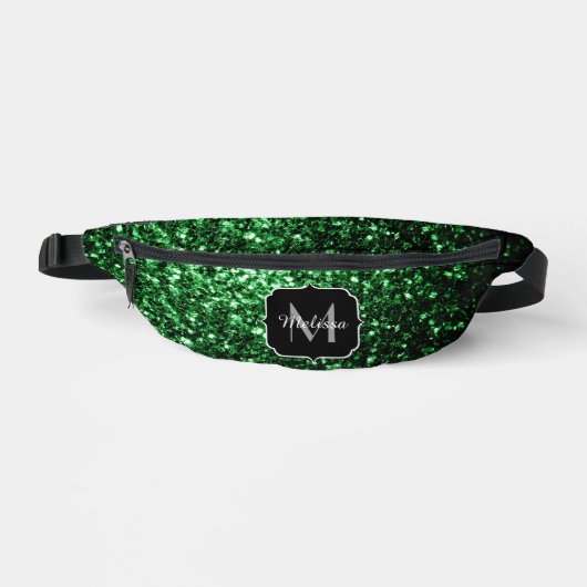 Faux paillettes vert foncé brillent Monogramme (Recto)