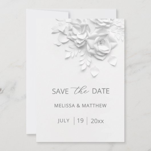 Faux Paper Cut Roses  Save The Date (Voorkant)