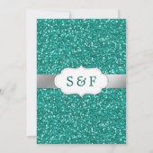 Faux papier d'argent sarcelle pailleté faire-part (Dos)