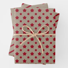 Faux papier kraft avec étoiles, rayures et pois