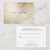 faux papier or tropical certificat cadeau (Devant / Derrière)