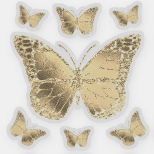 faux papillons en feuille d'or autocollant transpa