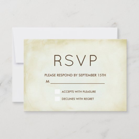 Faux Parchemin Vintage RSVP simple et élégant (Devant)