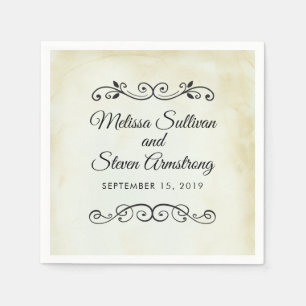 Faux  Parchment Elegant Wedding Paper Servet