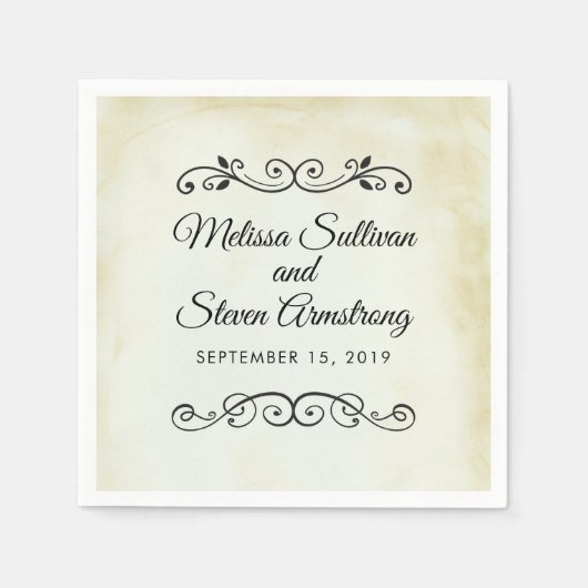 Faux  Parchment Elegant Wedding Paper Servet (Voorkant)