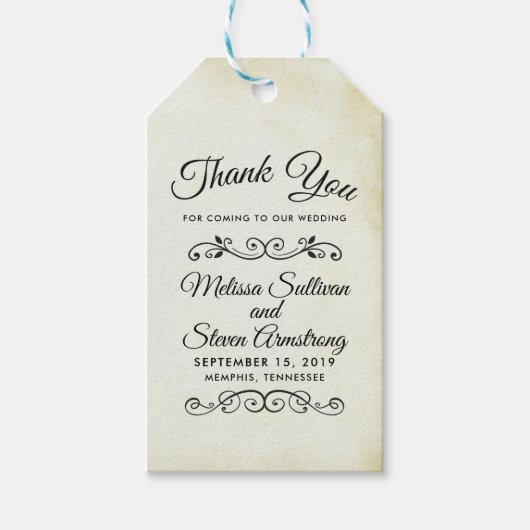 Faux  Parchment Simple & Elegant Wedding Cadeaulabel (Voorkant)