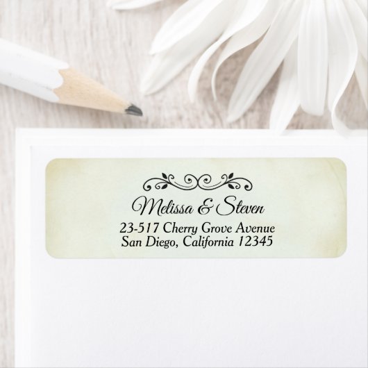 Faux  Parchment Simple & Elegant Wedding Etiket (Insitu)