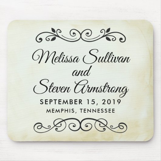Faux Parchment Simple & Elegant Wedding Muismat (Voorkant)