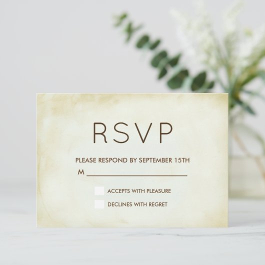 Faux  Parchment Simple en Elegant RSVP (Staand voorkant)