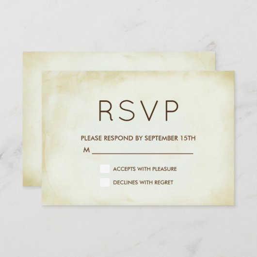 Faux  Parchment Simple en Elegant RSVP (Voorkant / Achterkant)