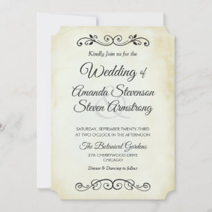 Faux  Parchment Western Style Wedding Kaart
