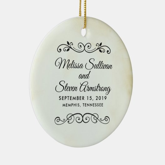 Faux Parchment Western Style Wedding Keramisch Ornament (Rechts)