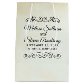 Faux  Parchment Western Style Wedding Medium Cadeauzakje (Achterkant)