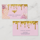 faux parties scintillant abeille et fleurs Carte d (Devant / Derrière)