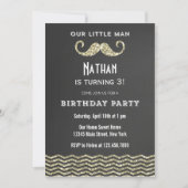 Faux Parties scintillant Mustache Invitation Anniv (Devant)