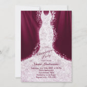 Faux Parties scintillant robe Bourgogne Invitation (Devant)