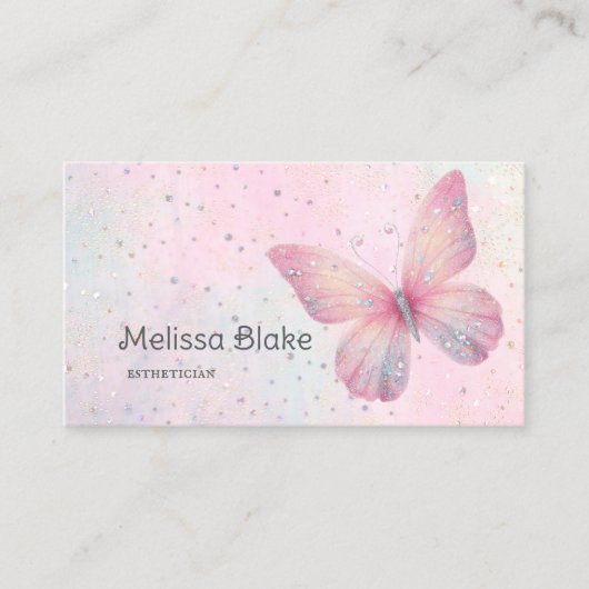 faux pastel glitter butterfly visitekaartje (Voorkant)