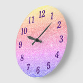 Faux Pastel Regenbooggradiënt Glitter Grote Klok (Hoek)