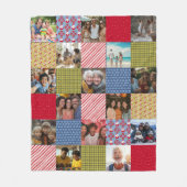 Faux Patchwork 15 Fotocollage Familie Kerstmis Fleece Deken (Voorkant)