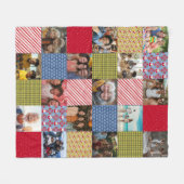 Faux Patchwork 15 Fotocollage Familie Kerstmis Fleece Deken (Voorkant (Horizontaal))