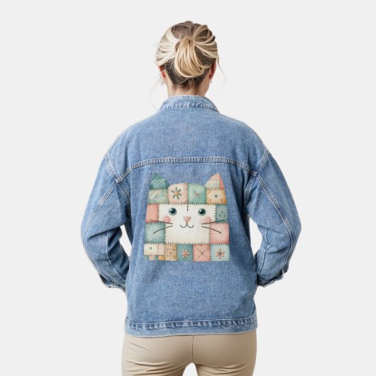 Faux Patchwork Pastel Cottage Kitty Visage (Modèle)