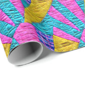 Faux Patchwork Quilt Boho Folk Art geïnspireerd Cadeaupapier (Rol Hoek)