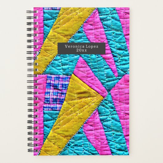 Faux Patchwork Quilt Boho Folk Art geïnspireerd Planner (Voorkant)