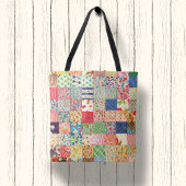 Faux Patchwork Quilt Monogram Canvas tas