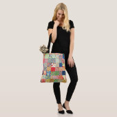 Faux Patchwork Quilt Monogram Canvas tas (Op model)