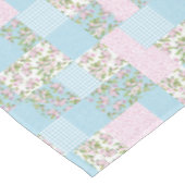 Faux Patchwork, Roze, Blauwe Apple Blossom Patrone Tafelkleed (Gekanteld)