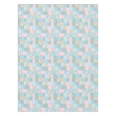 Faux Patchwork, Roze, Blauwe Apple Blossom Patrone Tafelkleed (Voorkant)