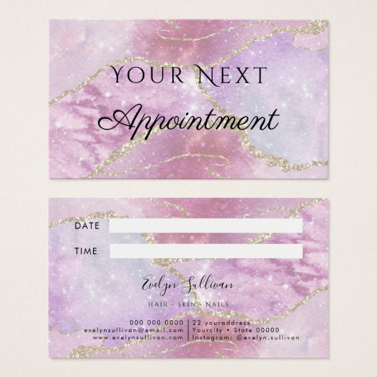 Faux Pearlescent Effect Appointcard Visitekaartje (Voorkant /achterkant)