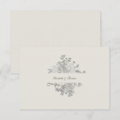 Faux Péonie Ecru en relief Cartes de remerciement (Devant / Derrière)