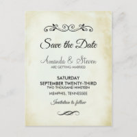 Faux  Perkamentbruiloft Save the Date