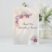 Faux Pink Diamond Pearl Buttons Mariage Merci (Debout devant)