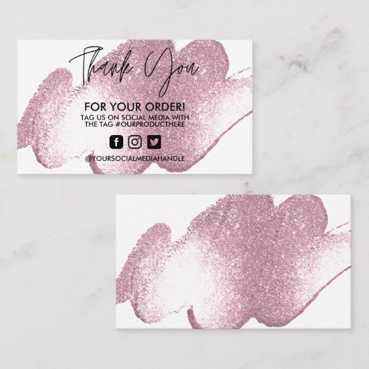 Faux Pink Glitter Dank u Trendy Salon Visitekaartje (Voorkant / Achterkant)