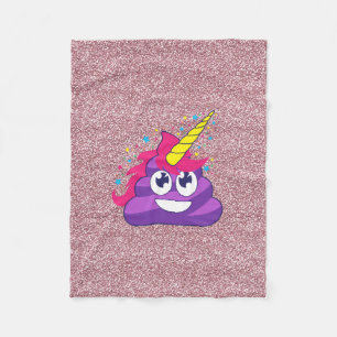 Faux Pink Glitter Emoji Unicorn Poop Blanket Fleece Deken