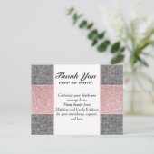 Faux Pink Glitter en Grijze Stof Briefkaart (Staand voorkant)