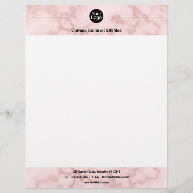Faux Pink Marble Briefhoofd (Voorkant)