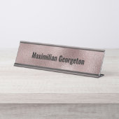 Faux Pink Metallic voor haar Bureau Naambordje (Voorkant)
