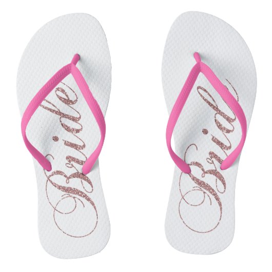 Faux Pink Sparkles Bride Teenslippers (Voetbed)