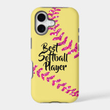 Faux points de suture de softball scintillant rose