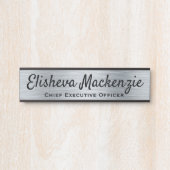 Faux Porte Office Argent Signes Nom Plaque (Devant)